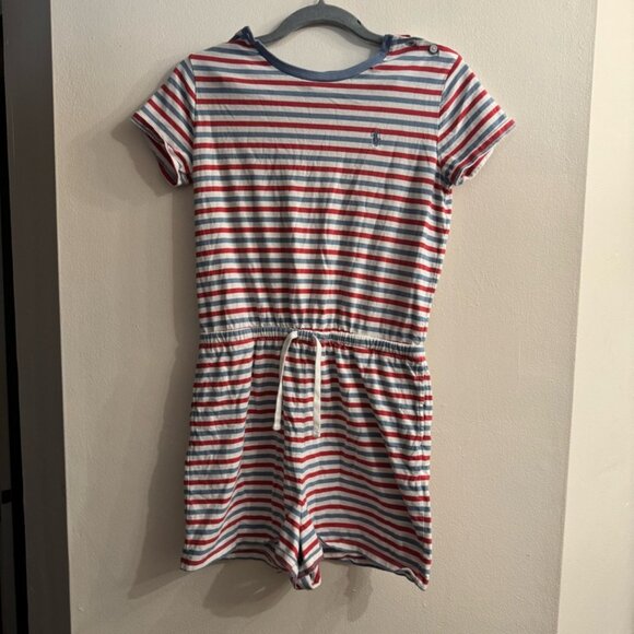 Polo Ralph Lauren Youth Girls Striped Cotton Jersey Romper Size Large *FLAWED* - Picture 2 of 7